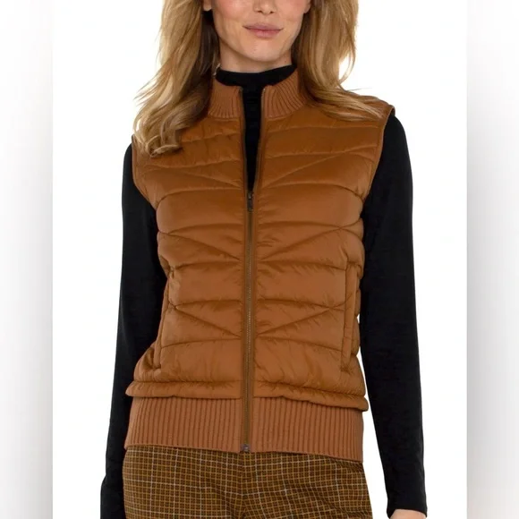 Liverpool Women’s Quilted Full Zip Puffer Vest in Tumeric Size M - Picture 2 of 6